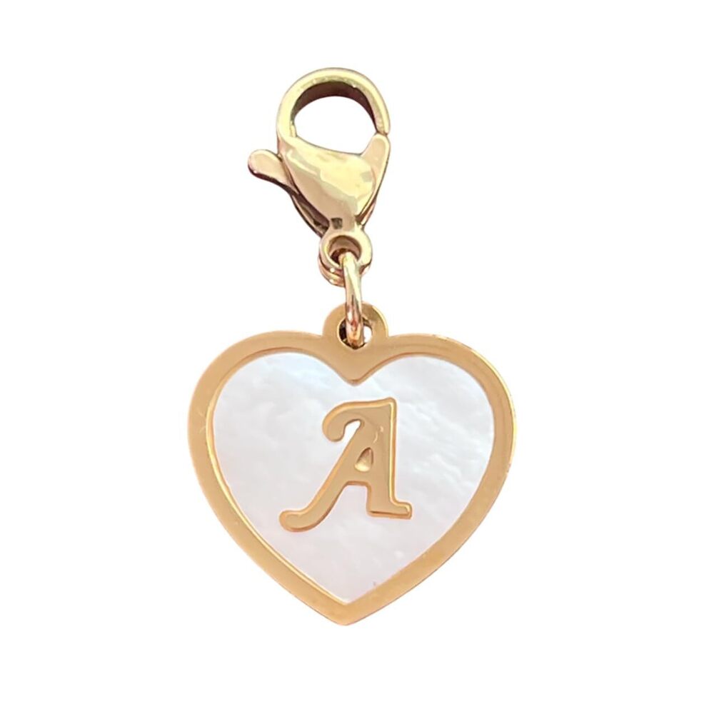 9790 Golden Heart Titanium Steel Shell Finish Alphabet Letter Clip-On